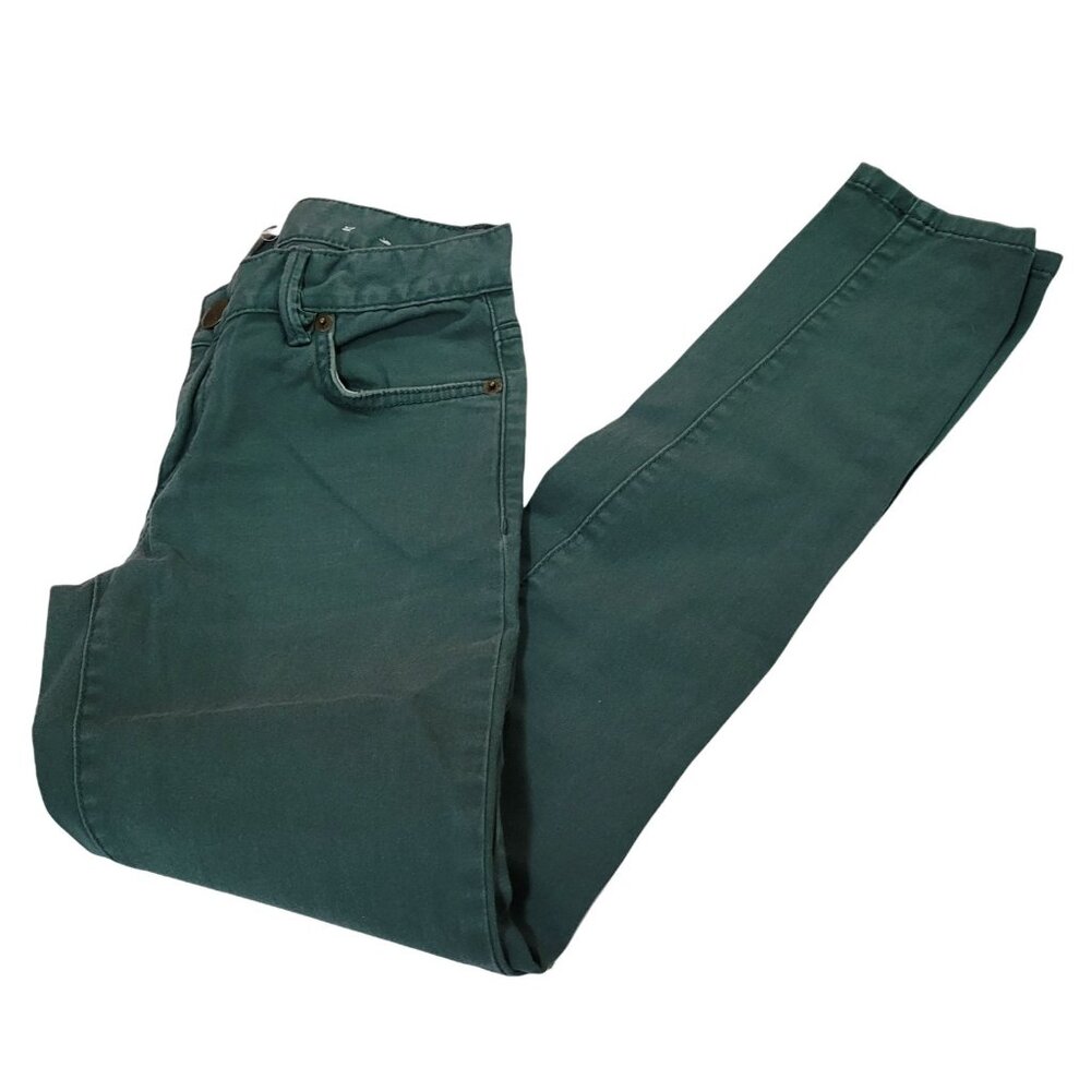 BCBG Generation Jeans Womens Size 24 Skinny Low Rise Green Denim Pants